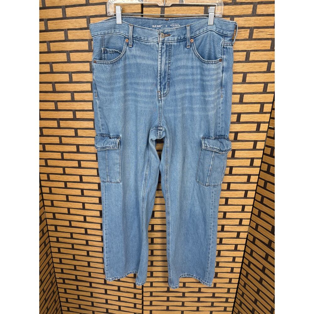 Old Navy‎ Sky-Hi Wide Leg Cargo Jeans Size 14